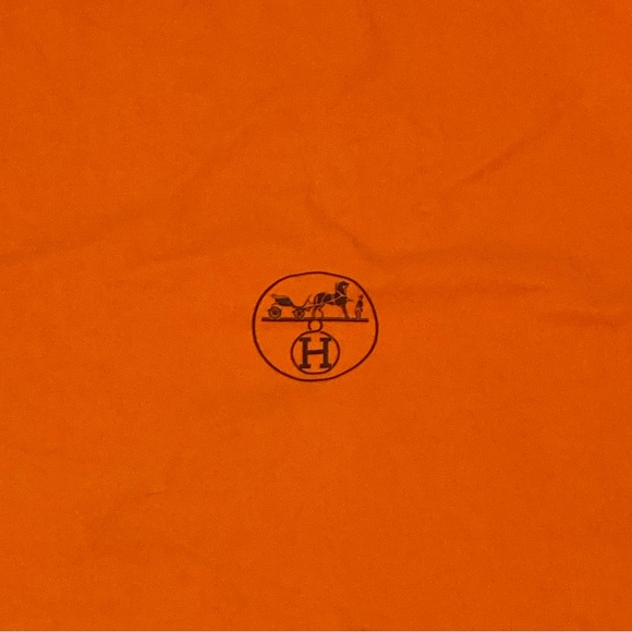 Hermes Classic Orange Large Drawstring Storage Dust Bag Horse Carriage Authentic - Picture 7 of 8